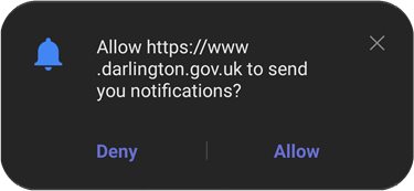 Browser asking for permission to receive push notifications