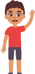 a cartoon of a young boy waving